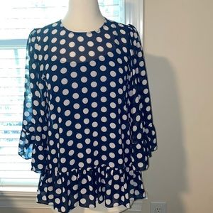 Michael Kors navy polkadot, top size small